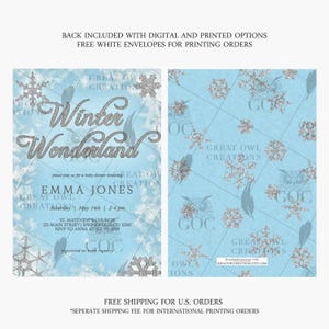 Winter Wonderland Baby Shower Invitations, Winter Baby Shower Invitations, Winter Wonderland Invitations, Winter Themed, Christmas Themed image 2
