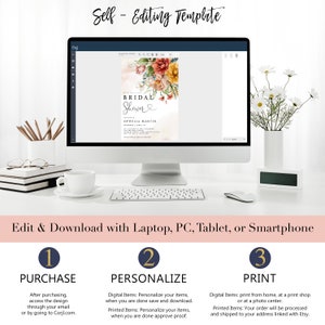 Floral Bridal Shower Invitation | Printed or Digital zdjęcie 5