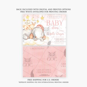 Invitación para baby shower con elefante rosa imagen 2