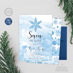 Snow in Love Bridal Shower Invitation | Winter Bridal Shower Invitation | Snowflake Bridal Shower Invite | Printed or Digital Bild 1