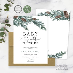 Winter Baby Shower Invitation Template | Baby it's Cold Outside Invite | Gender Neutral | Instant Digital or Printed