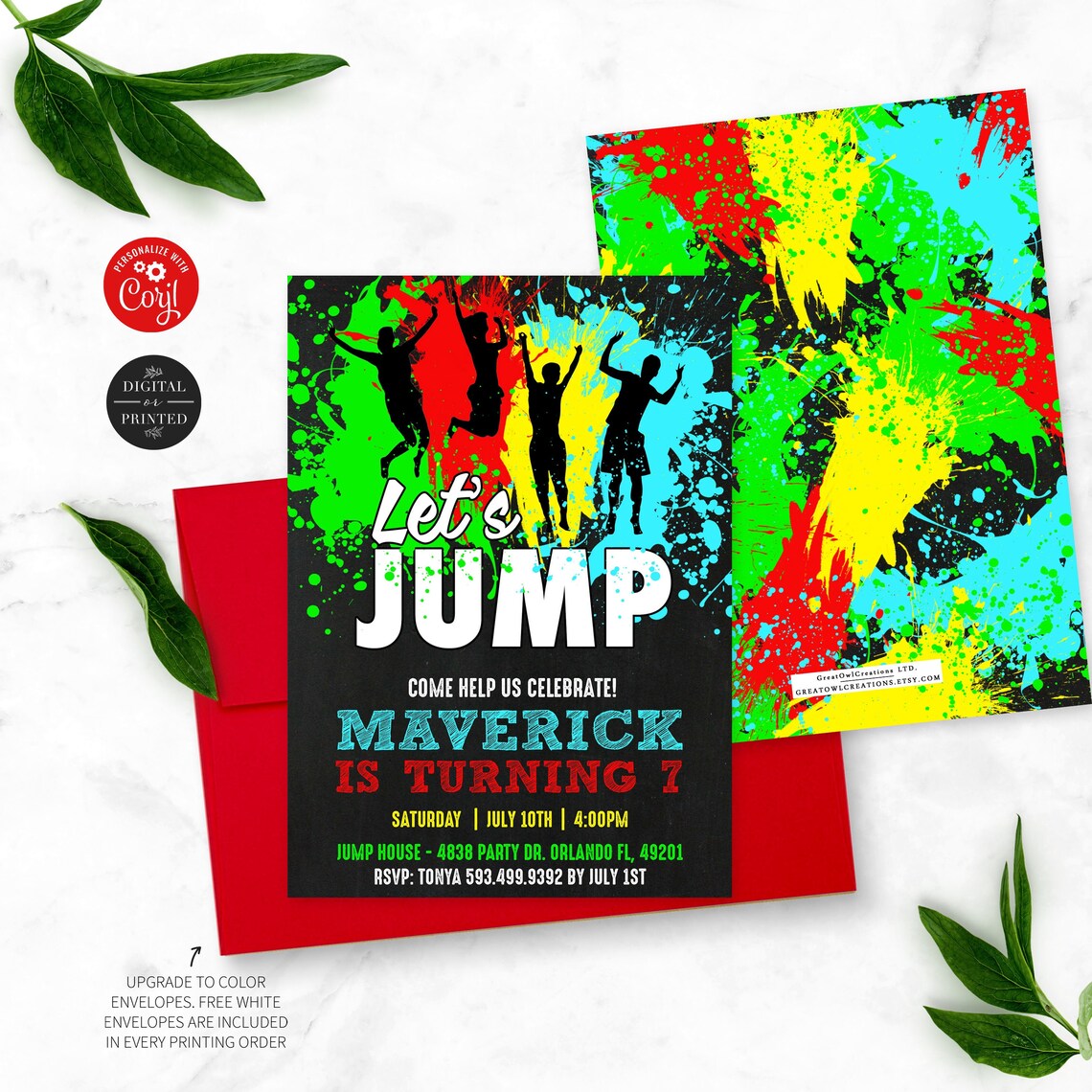 Jump Birthday Invitation Jump Party Invitation Trampoline Etsy