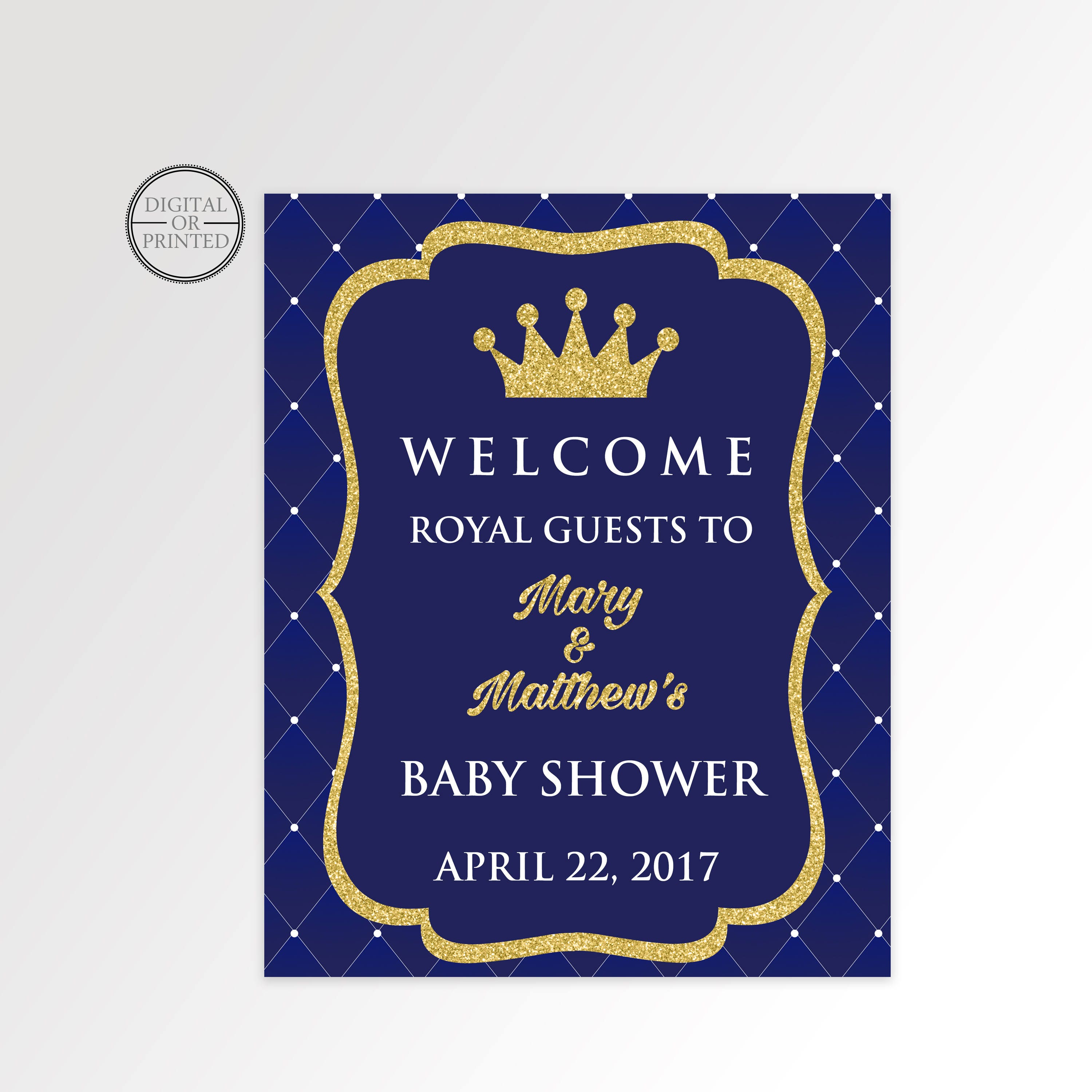 Little Prince Welcome Baby Shower Sign | Editable Instant Digital or ...