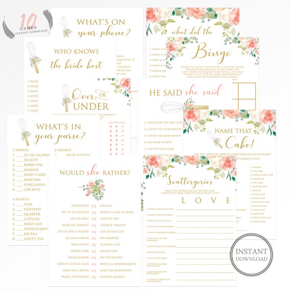Instant Download Whisked Away Bridal Shower Games Package Il_570xn