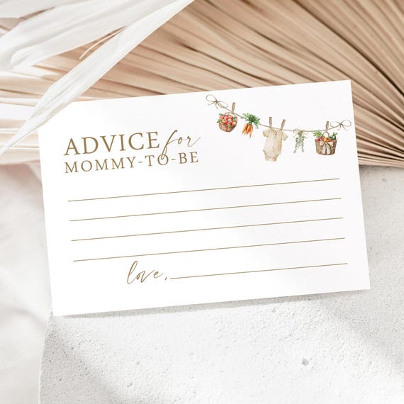Locally Grown Advice Cards, Farmers Market Baby Shower Advice Cards, 4x6 Cards, Instant Editable Digital or Printed, BA222725