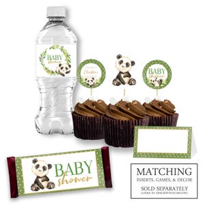 Panda Baby Shower Invitation, Greenery Animal Baby Shower Invite, Digital or Printed image 4