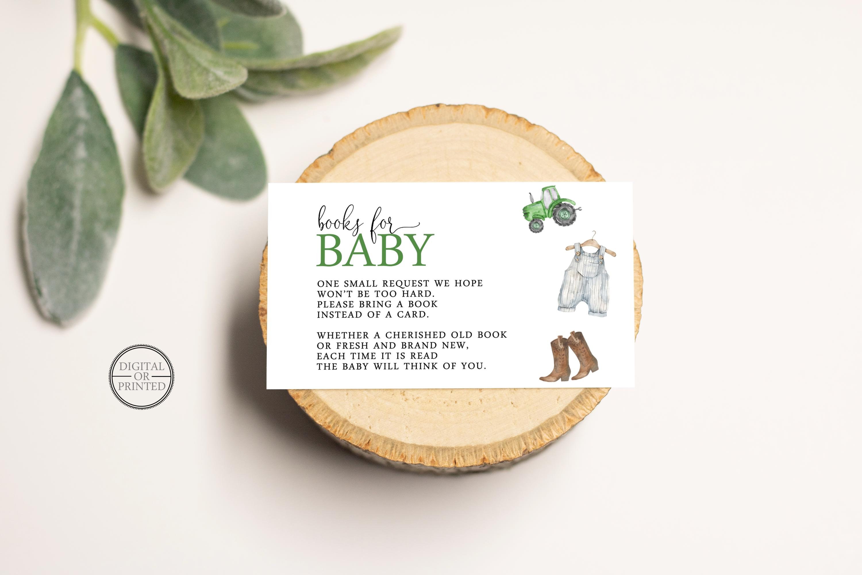 Farmer Book Request Insert, Tractor Books for Baby, Editable Instant Digital or Printed, BA8524