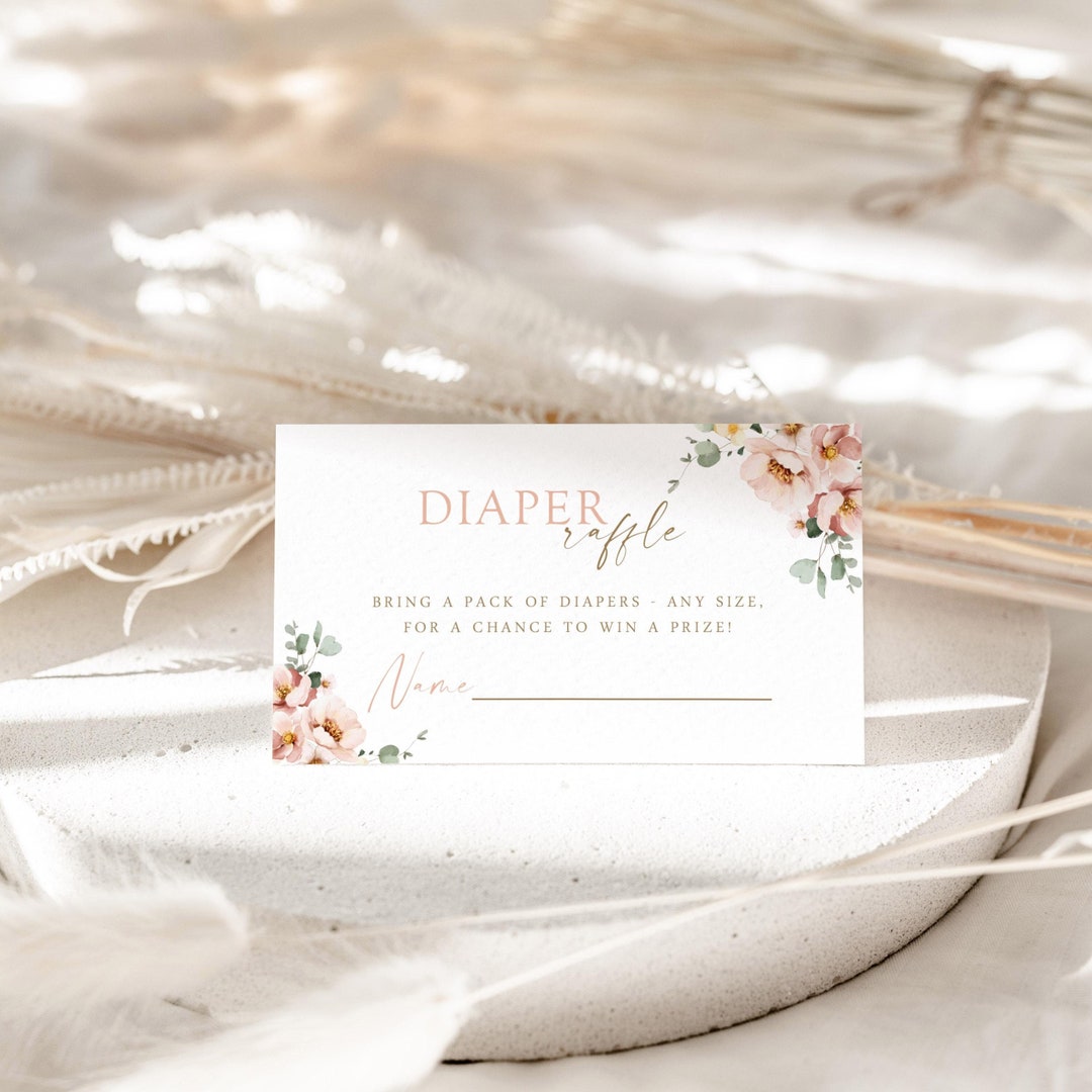 Clothes Line Raffle Boho Girl Clothesline Diaper Raffle Insert Card, Boho Baby Clothes Baby ...