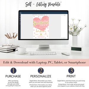 Pink and Gold Baby Shower Invitation | Heart Baby Shower Invitaiton | Valentines Baby Shower Invitation | Valentines Theme | Sweetheart image 4