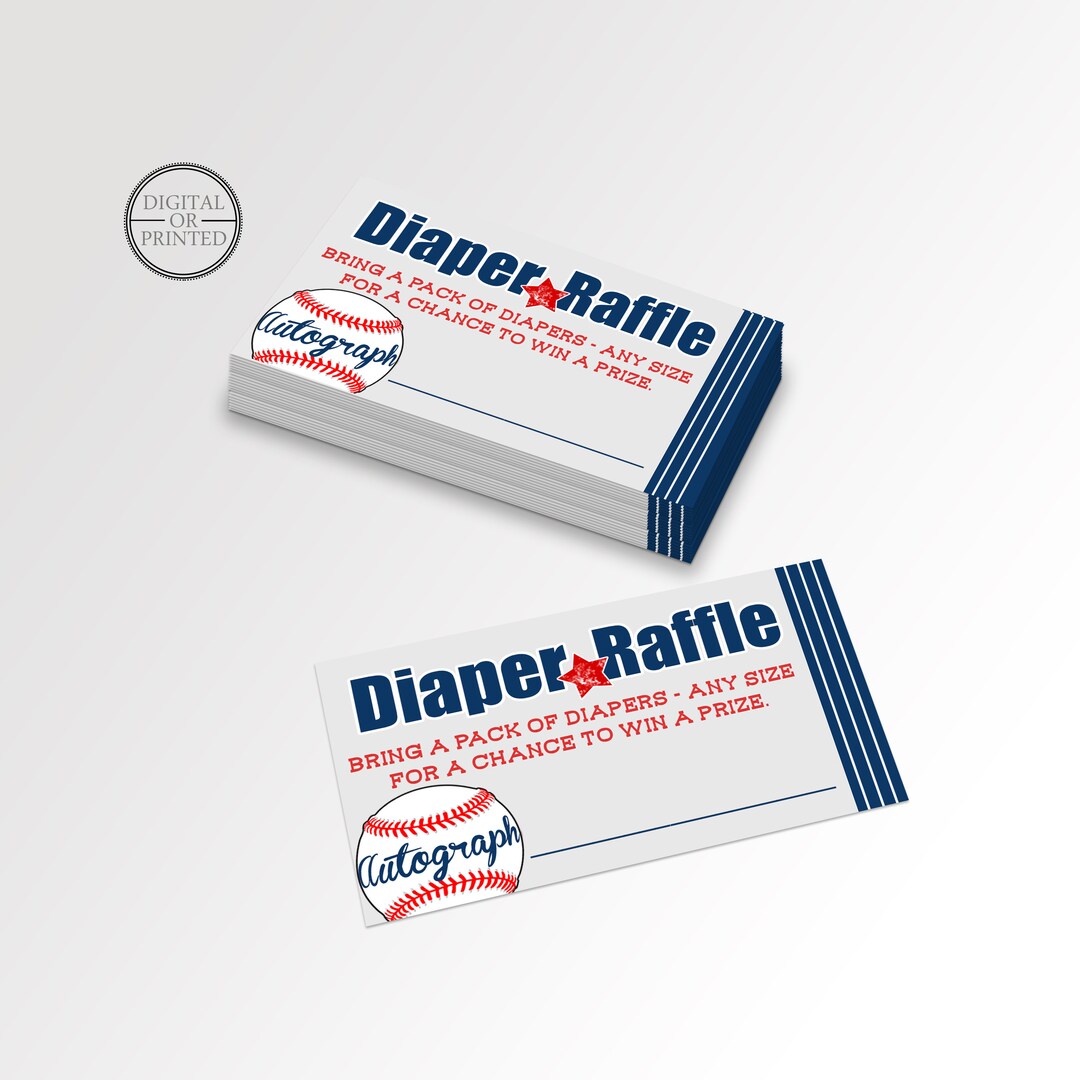 Baseball Raffle Card Baseball Diaper Raffle Card | Baseball Baby Shower Diaper Raffle ...