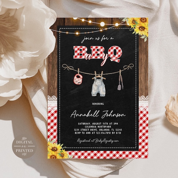 Baby Q Baby Shower Invitation, Coed BBQ Baby Shower Invite, Instant Editable Digital or Printed, BA41525