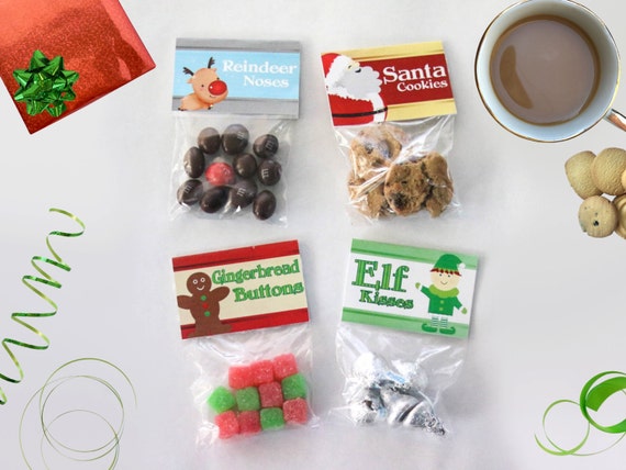 Christmas Treat Bag Topper, Christmas Treat Bag Label, Christmas Class Favors, Christmas Party Favors, Santa Cookies, Reindeer Noses, Elf Il_570xn