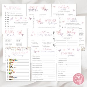 Butterfly Baby Shower Games Package, Self Edit Instant Download Printable, BA52824
