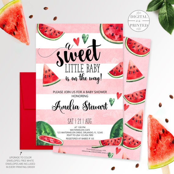 watermelon baby shower invites