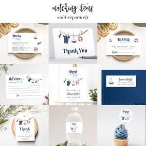 Ahoy Baby Shower Welcome Sign, Nautical Sailor Instant Editable Digital or Printed, BA-42723 image 3