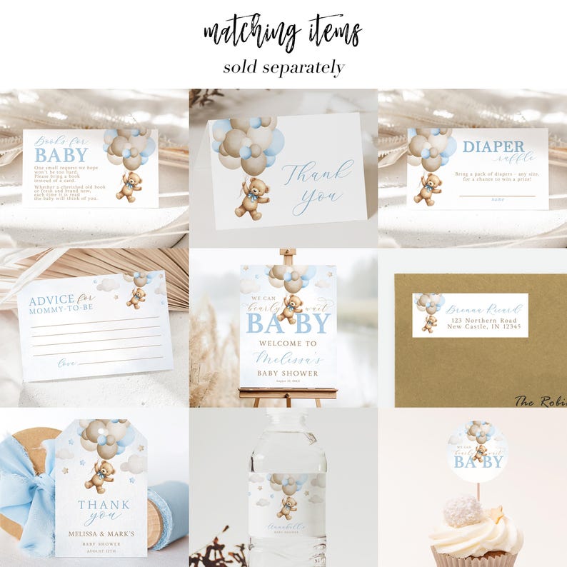 Bear Balloon Return Address Label, Bearly Wait Baby Shower Address ...