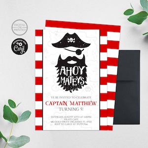 Pirate Invitation | Pirate Birthday Invitation | Pirate Party | Pirate Invite | Treasure Map | Boy Birthday | Ahoy Matey | Pirate Face