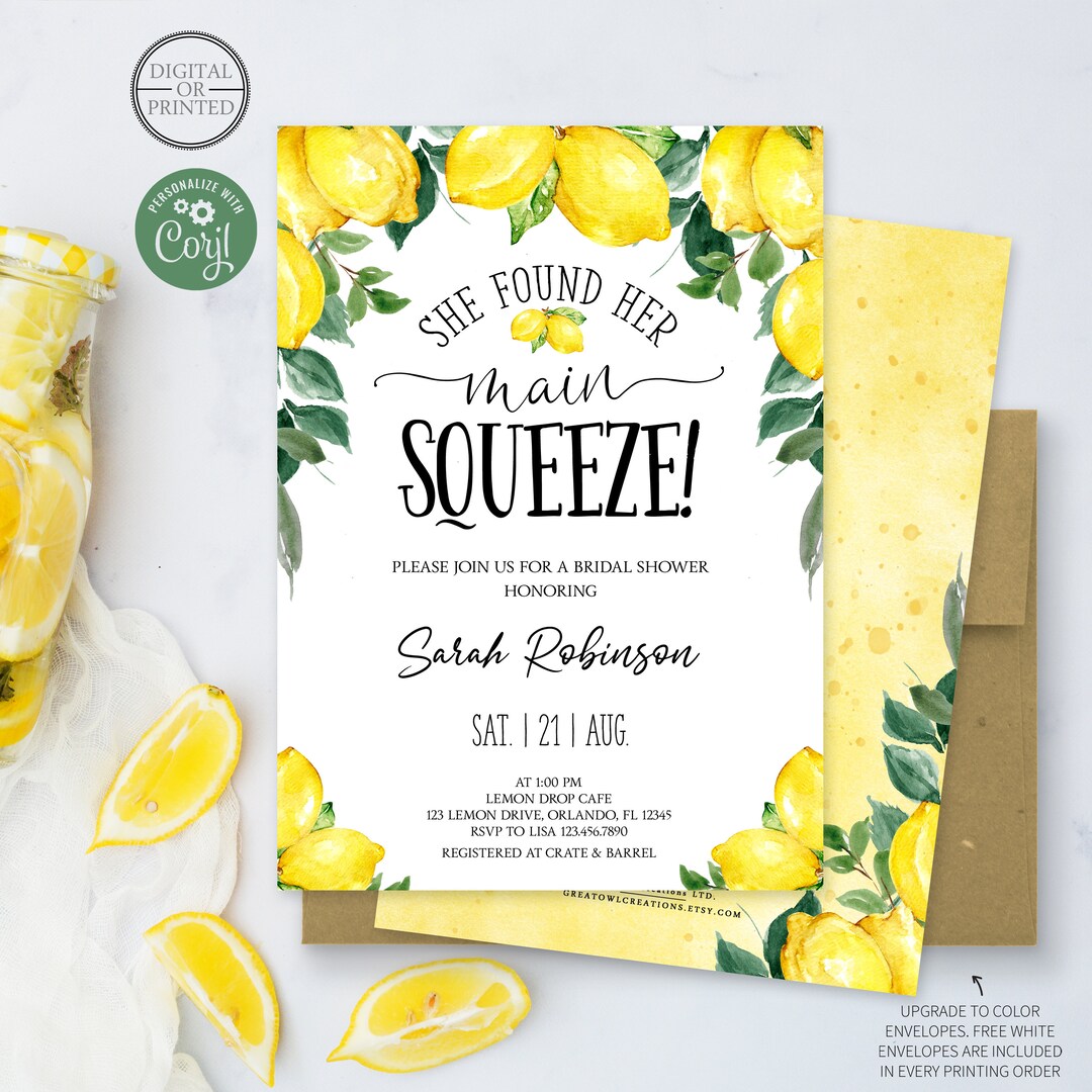 Lemon Bridal Shower Invitation | She Found Her Main Squeeze Bridal ...
