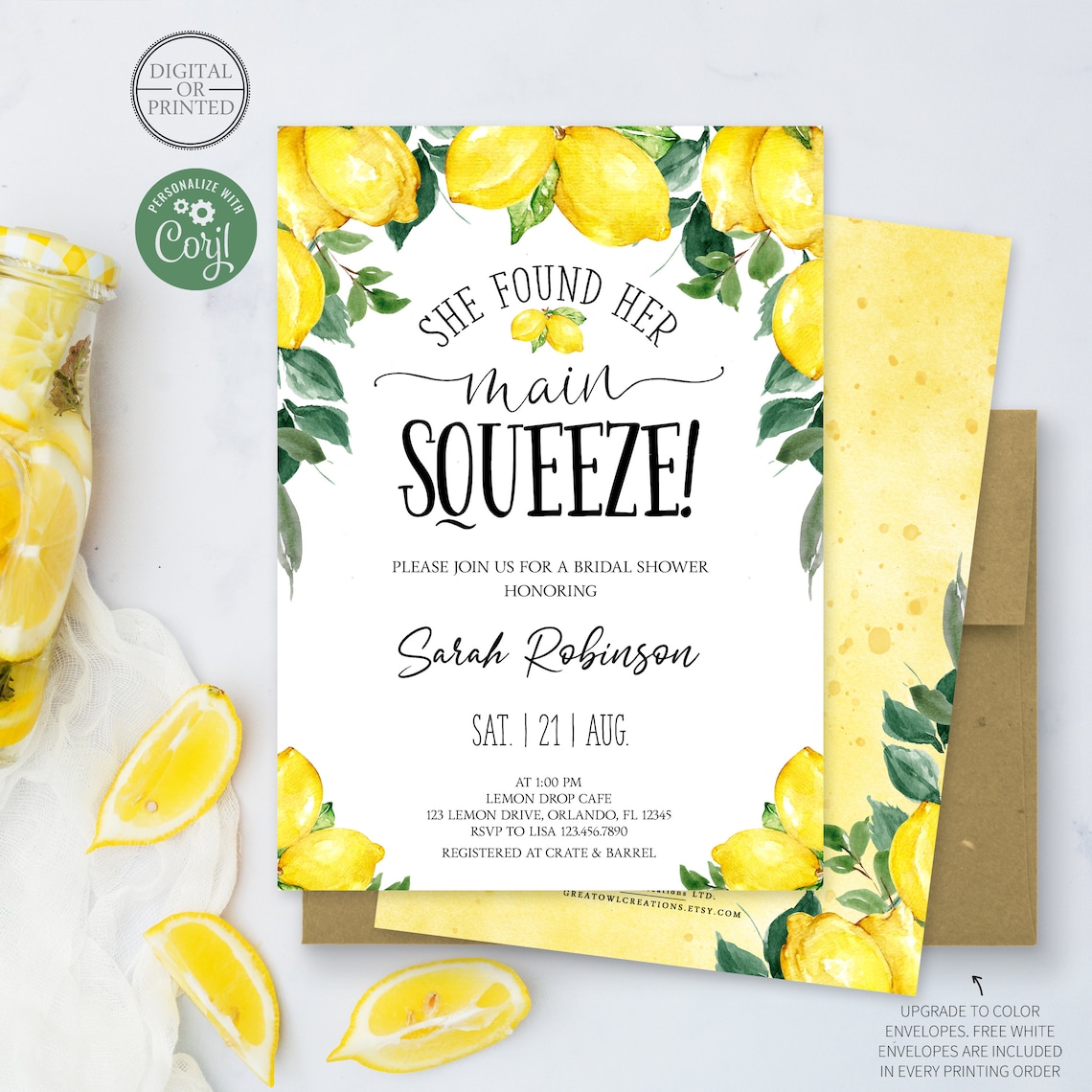 Lemon Bridal Shower Invitation She Found Her Main Squeeze image 1