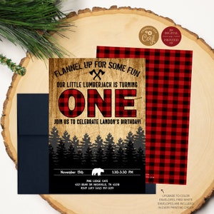 Lumberjack Birthday Invitation | Any Age | Instant Digital or Printed