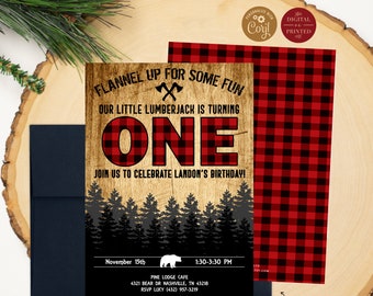 Lumberjack Birthday Invitation | Any Age | Instant Digital or Printed