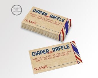 Vintage Airplane Diaper Raffle Card | Baby Shower Diaper Raffle | Airplane Theme Diaper Raffle Card | Raffle Card | Printable