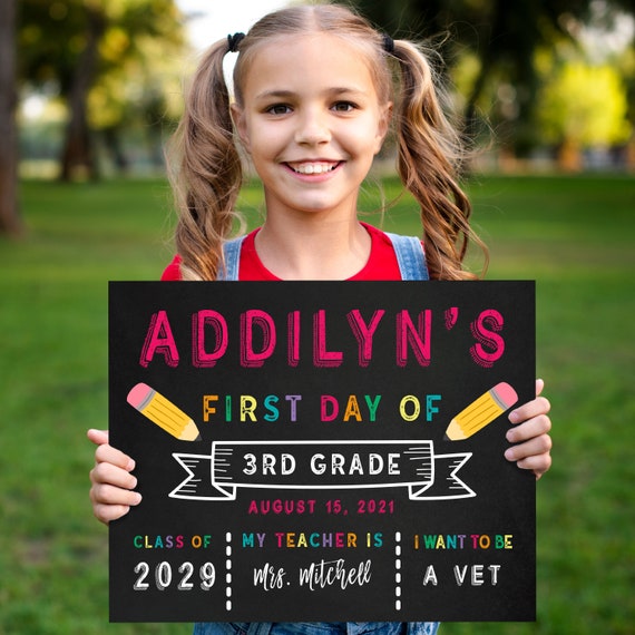 First Day of School Sign Personalized Back to School Milestone