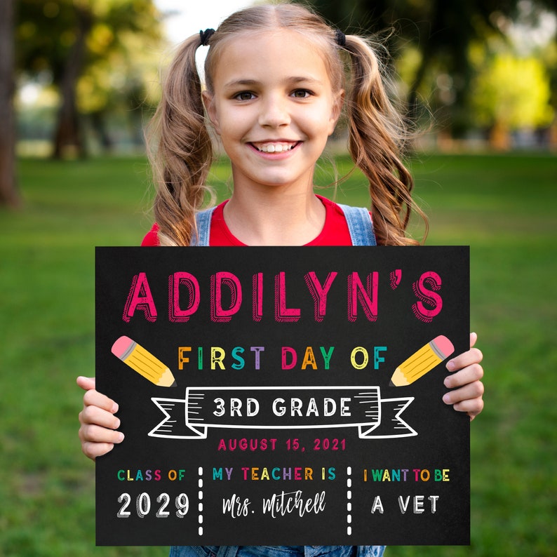 First Day of School Sign Personalized Back to School Etsy