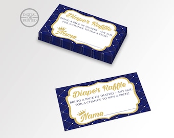 Little Prince Diaper Raffle Card | Prince Baby Shower Diaper Raffle | Prince Theme Diaper Raffle Card | Raffle Card | Printable