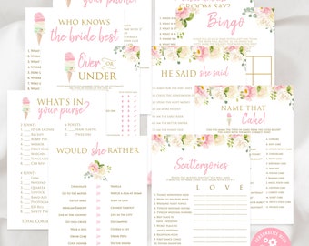 Instant Download Ice Cream Bridal Shower Games Package | Editable | BR-22420