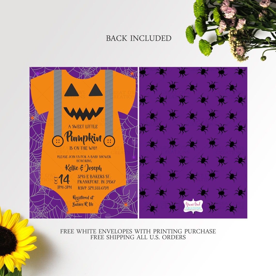 Halloween Baby Shower Invitation A Little Pumpkin Baby Etsy
