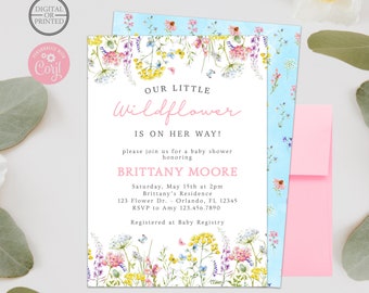 Wildflower Baby Shower Invitation | Whimsical Baby Shower Invite | Garden Shower | Digital or Printed