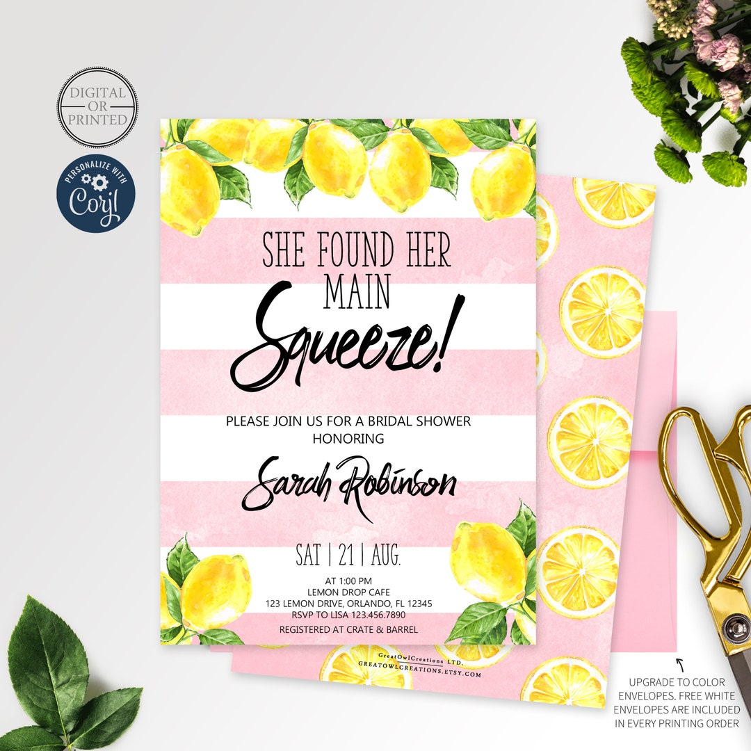 Lemon Bridal Shower Invitation | She Found Her Main Squeeze Bridal ...