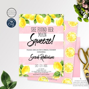 Lemon Bridal Shower Invitation | She Found Her Main Squeeze Bridal Shower Invite | Printed or Digital