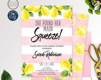 Lemon Bridal Shower Invitation | She Found Her Main Squeeze Bridal Shower Invite | Printed or Digital