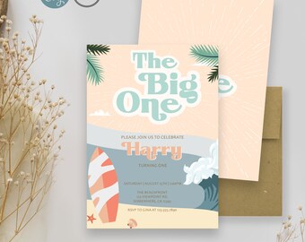 The Big One Surf First Birthday Invitation | Printed or Digital