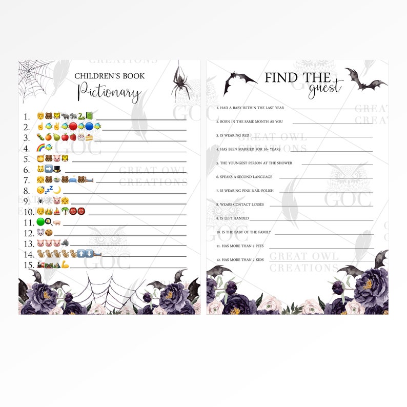 Halloween Baby Shower Games Package Self Edit Instant Etsy