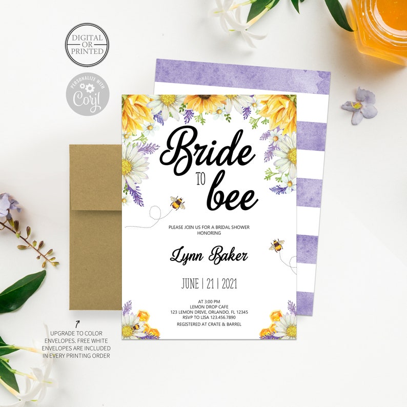 Bee Bridal Shower Invitation | Bride to bee Bridal Shower Invite | Printed or Digital image 1