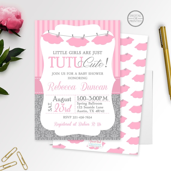 tutu baby shower invitations