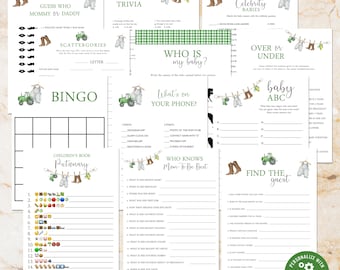 Pakket babyshower boerderij, Farmer Self Edit direct downloaden afdrukbaar, BA8524
