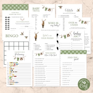 Hunter Baby Shower Games Package, Hunting Self Edit Instant Download Printable, BA-71623