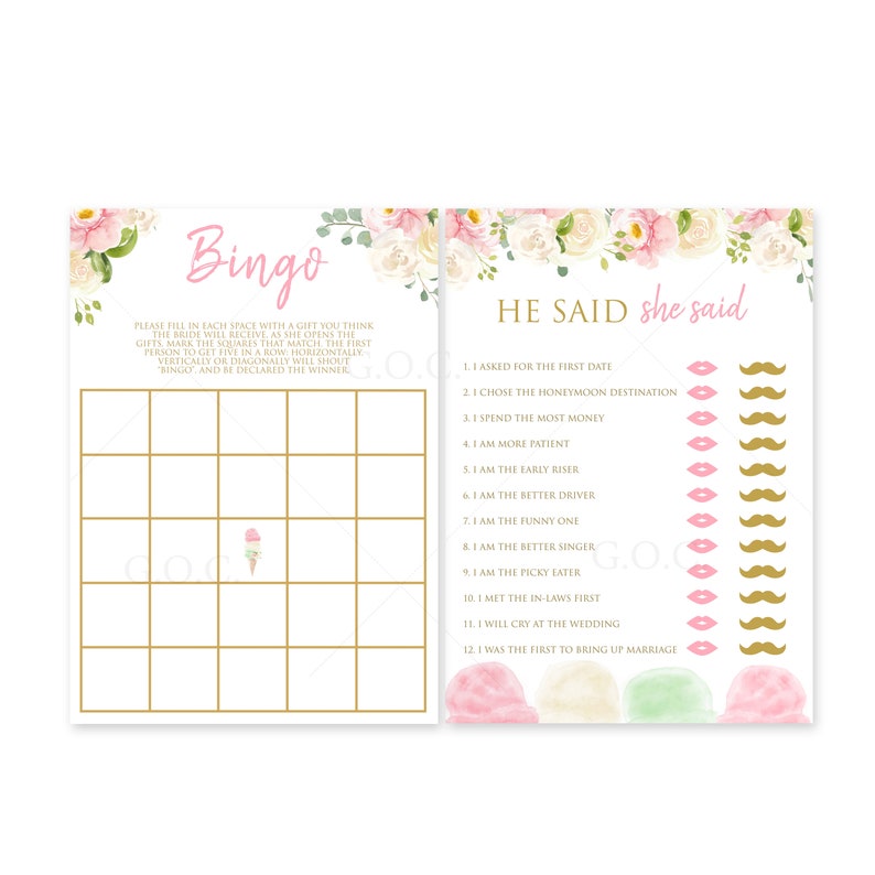 Instant Download Ice Cream Bridal Shower Games-pakket Bewerkbaar BR-22420 afbeelding 2