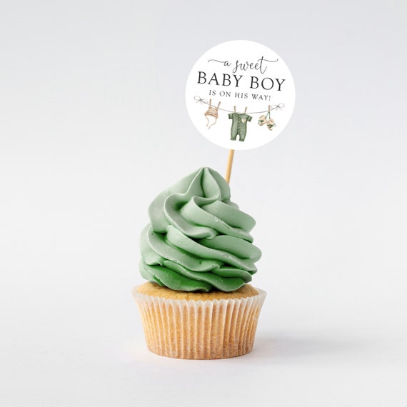 Baby Boy Baby Shower Cupcake Toppers Baby Clothes Party Decor