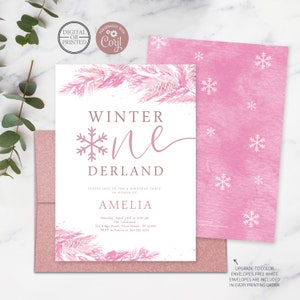 First Birthday Invitation | Winter ONEderland Invite | First Birthday Invite | Instant Digital or Printed