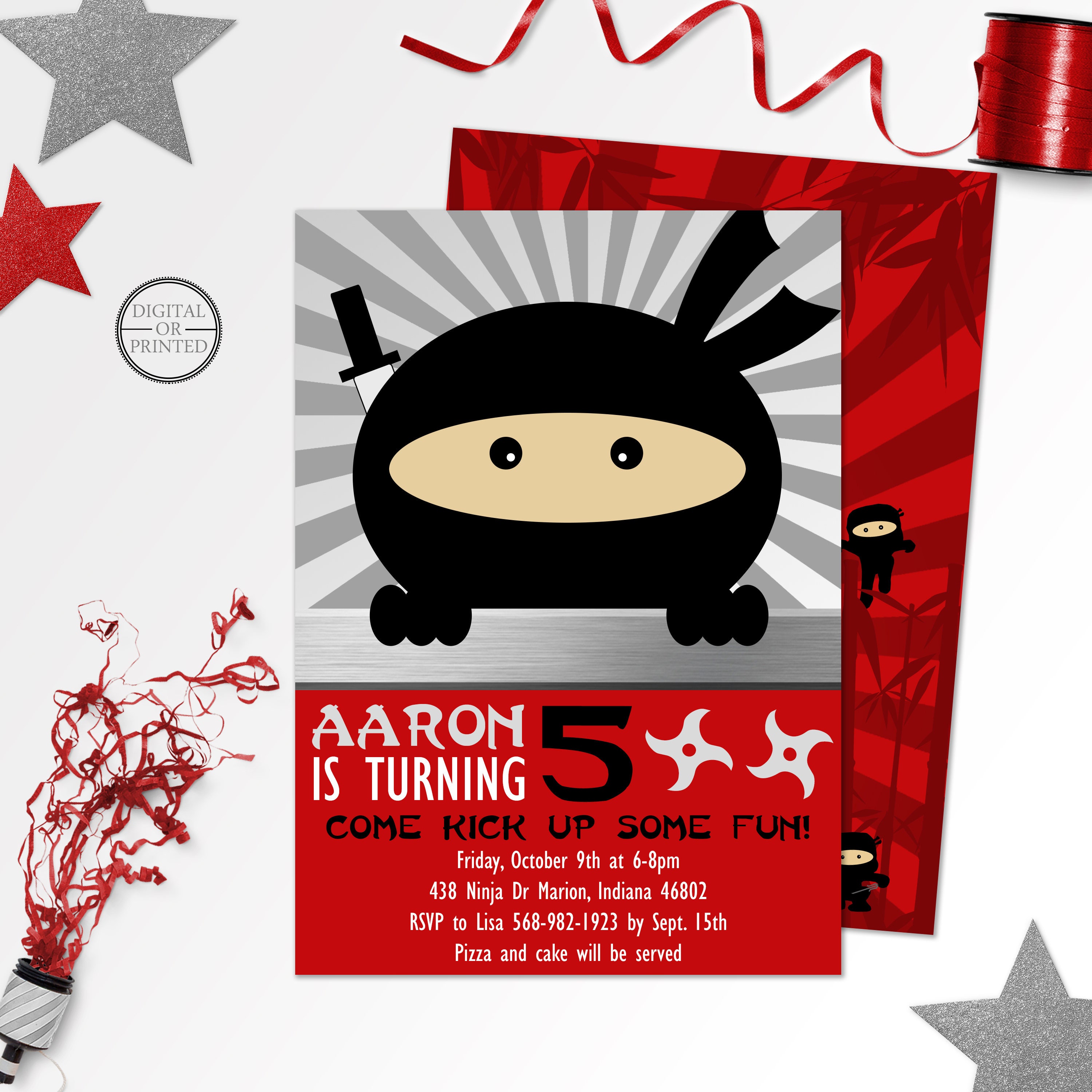 ninja-birthday-invitations-ninja-party-invitations-ninja-etsy