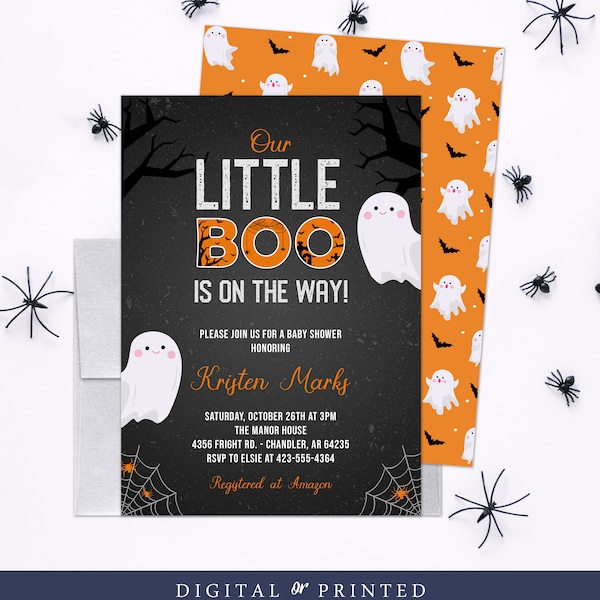 Halloween Baby Shower Invitation | A Little Boo Baby Shower Invitation | Ghost Baby Shower Invitation | Instant Digital or Printed