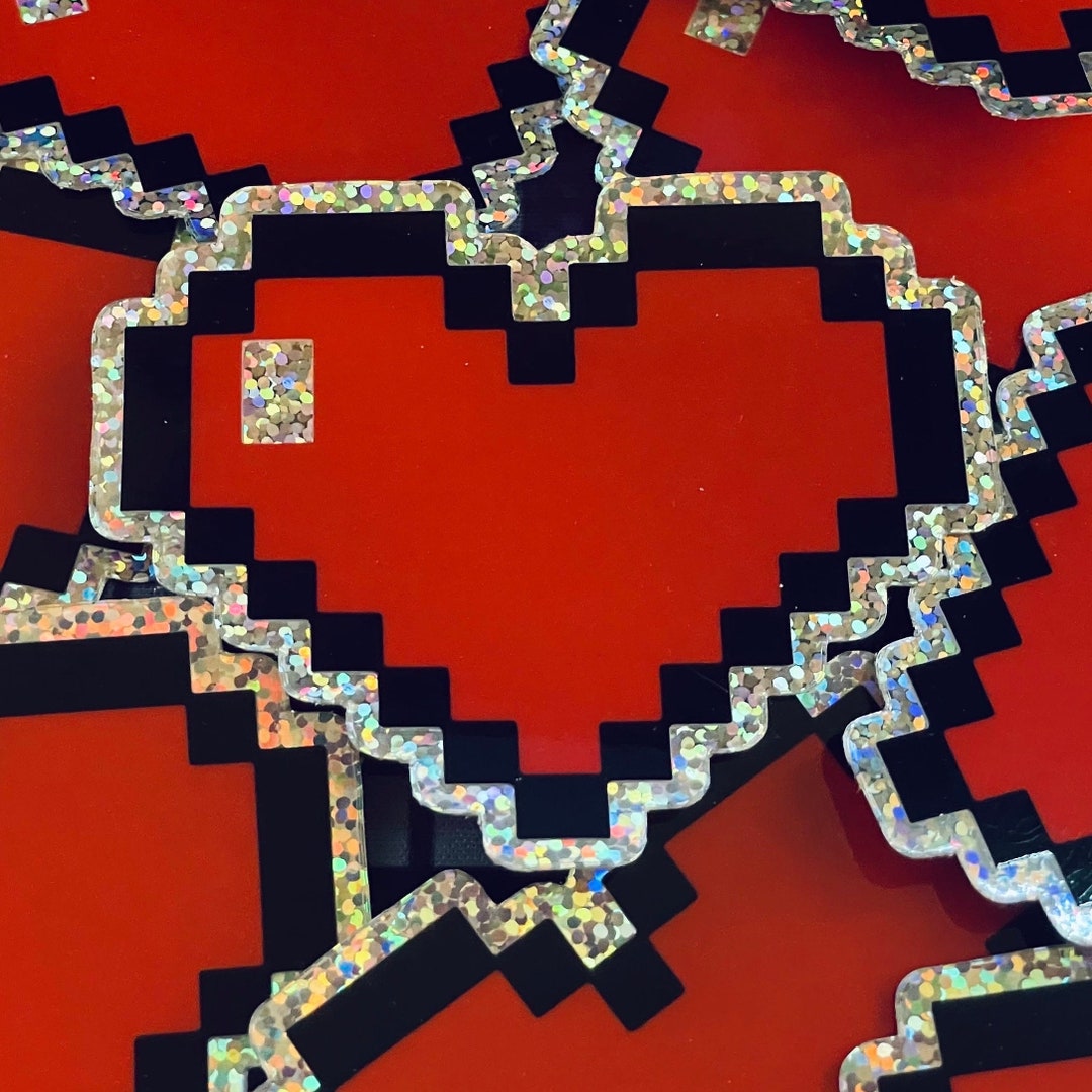Heart 8-bit Waterproof Vinyl Decal, Decal, Heart, Vinyl, Laptop ...
