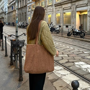 Bag "Teddy" | Shopper with button | Teddy bag | brown | Shopping bag | Diaper bag | handmade bag | 58 x 42 cm