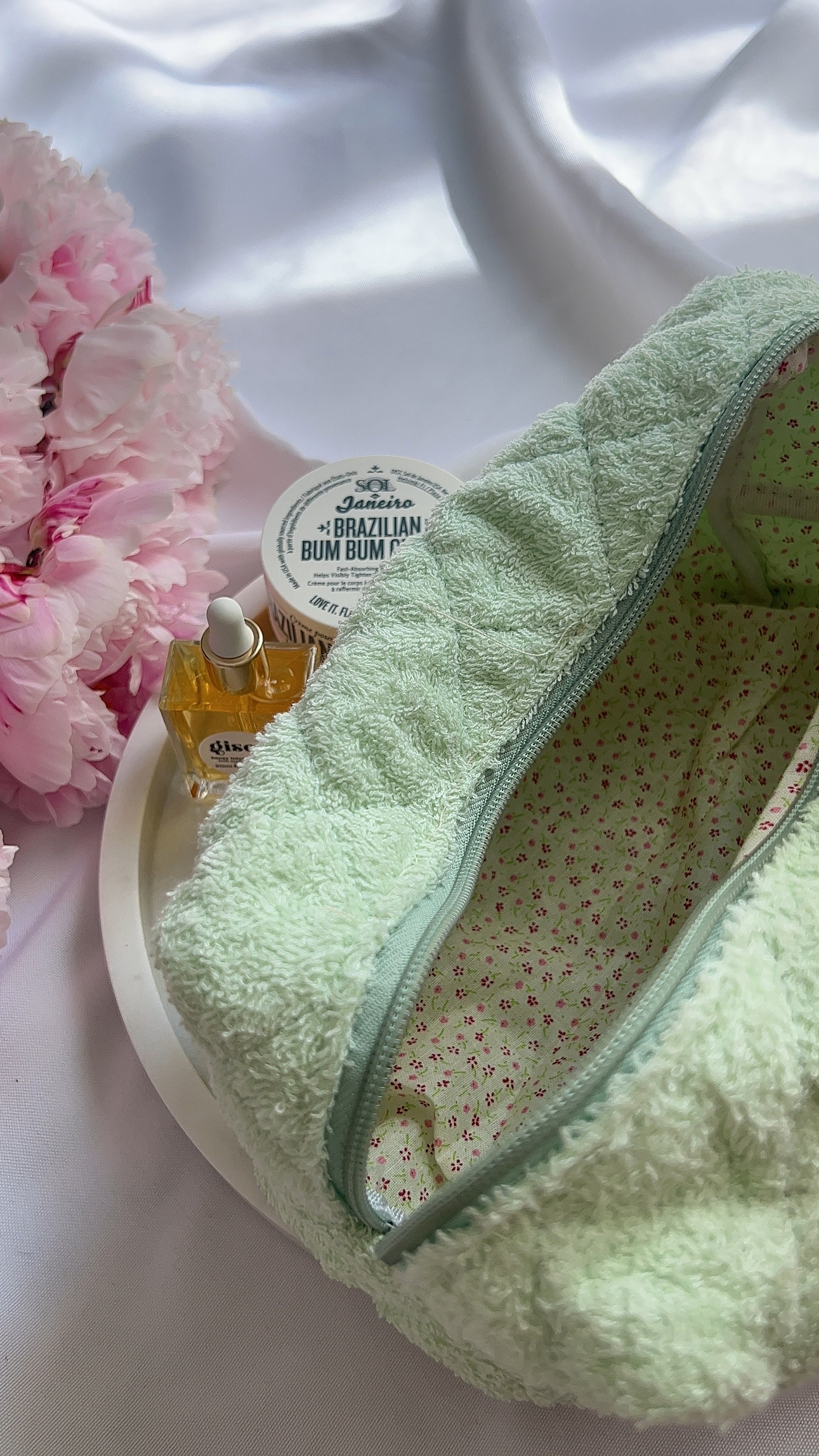 Handgemachte Kosmetiktasse Zitronen Design - Baumwolle Quilted Bag 25x11x10cm