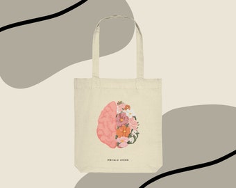 Handbedruckter Organic Shopper aus Baumwolle - "Beautiful Mind" | Baumwolltasche Shoppingbag Jutebeutel Tasche Geschenk Achtsamkeit